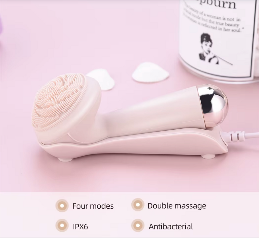 Electric Silicone Facial Cleansing % Massage Brush